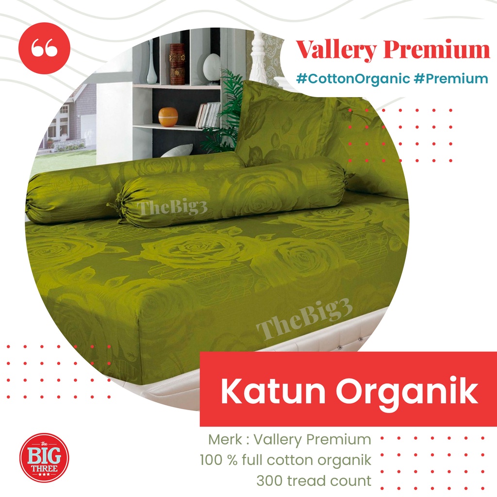 Vallery Premium Sprei 100% Katun Organik 180x200 Tinggi 30 cm - SP T30 King 180 Polos Emboss Merah