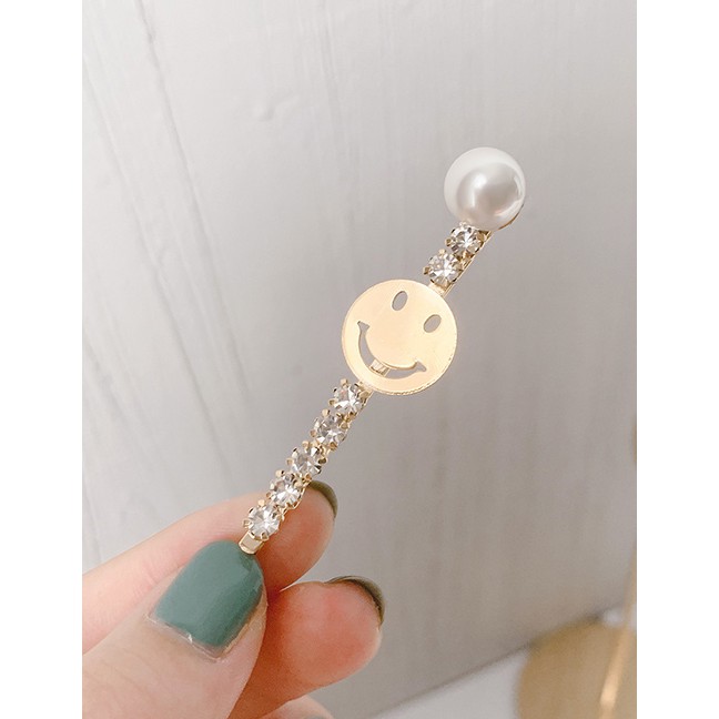 LRC Jepit Rambut Fashion Smile B Imitation Pearl Rhinestone Clip F51186