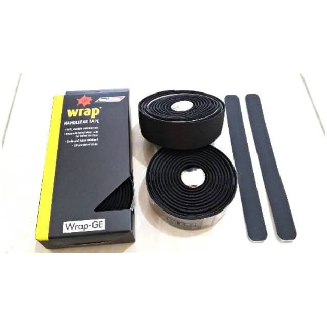 Handle Bar Tape Endzone Gel Motif Polos Black Balutan Stang Sepeda Gravel / Road Bike