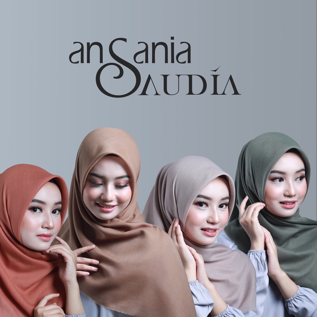 Jilbab Saudia Rawis Ansania - Hijab Polos Segi Empat Seri Warna - Kerudung Segi Empat Ansania Hijab