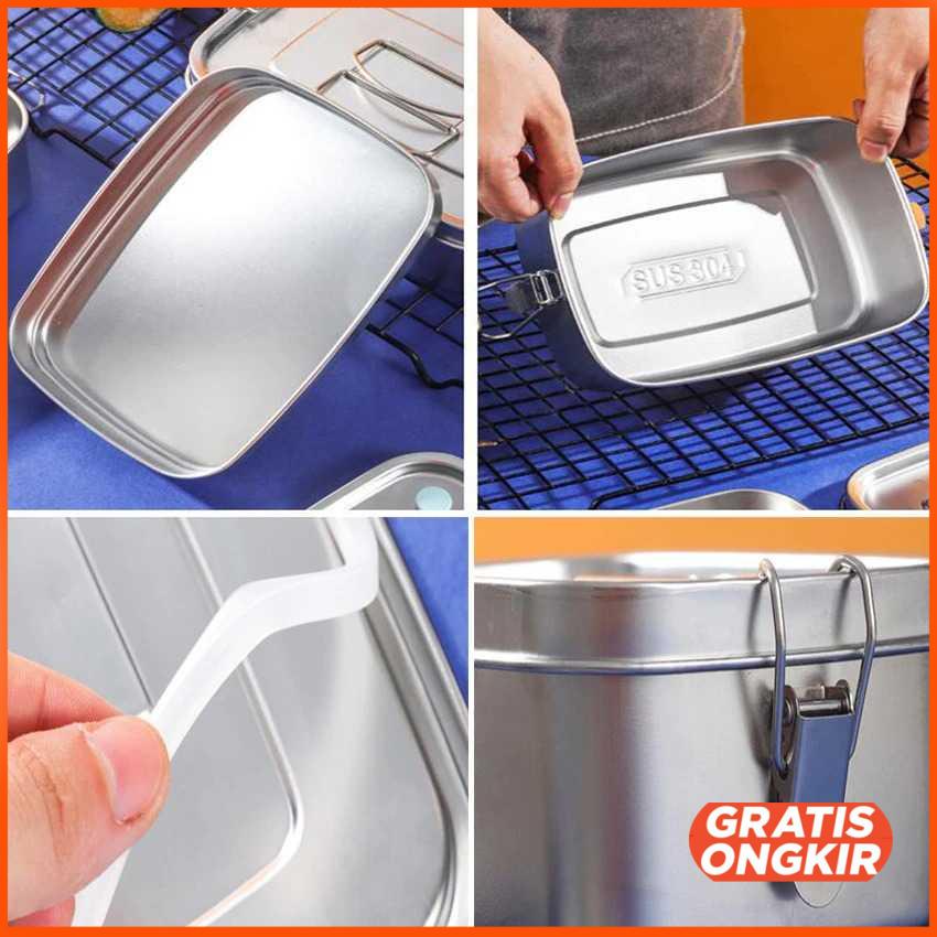 Kotak Makan Bento Lunch Box Stainless Steel - HS233 Triple Compartment