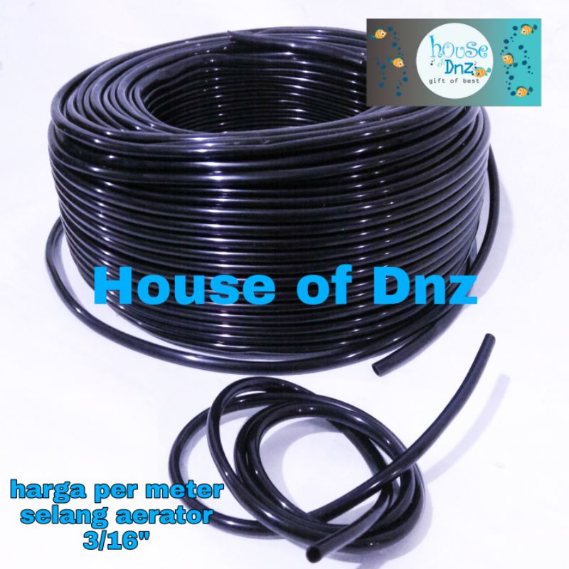 Selang Aerator Hitam Aquarium Selang Oksigen Hidroponik 3/16 Permeter