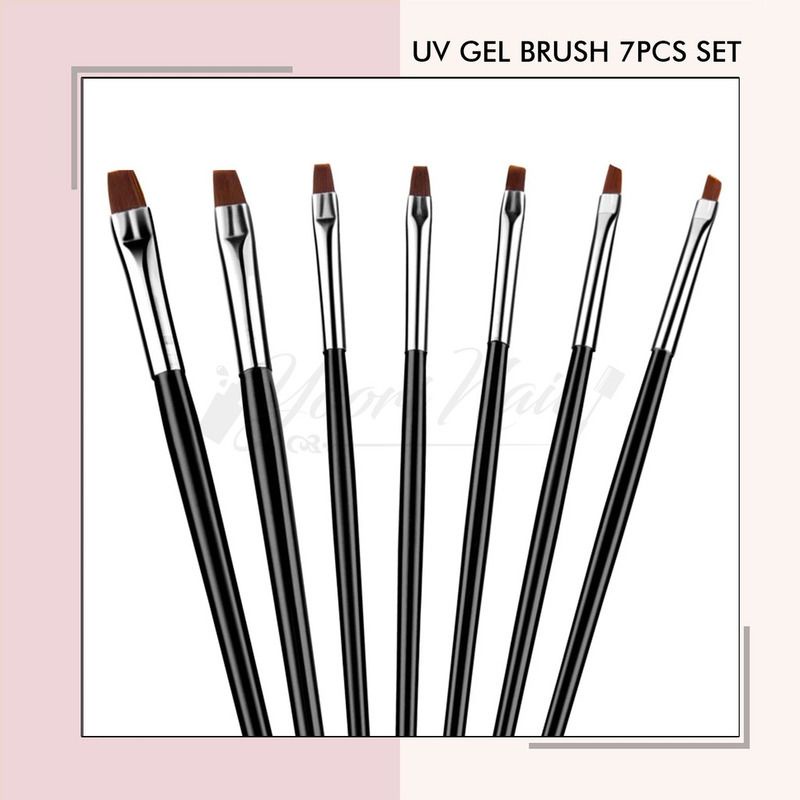 Uv gel brush 7pcs kuas gepeng nail art kuas uv gel 3D extension kuku