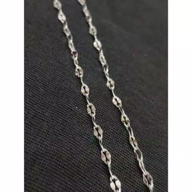 KALUNG TITANIUM MODEL PECAH KOPI WARNA SILVER FASHION PRIA WANITA BAGUS