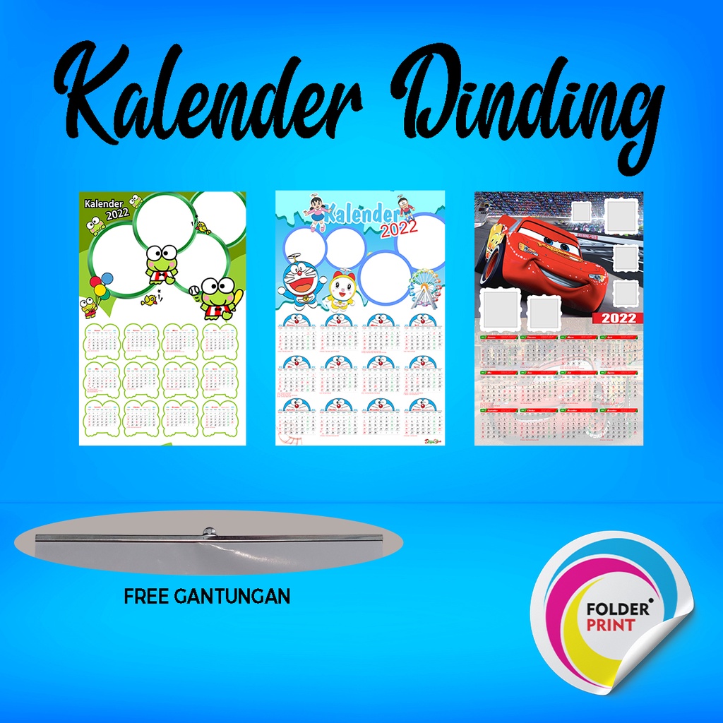 Cetak Kalender Dinding Karakter Custom Foto Free Desain