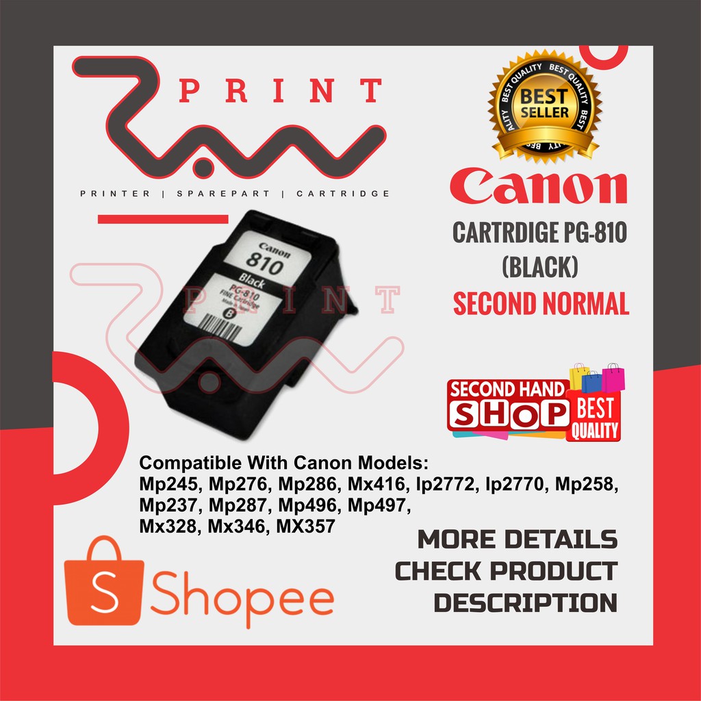 CARTRIDGE CANON PG-810 (BLACK/HITAM) SECOND NORMAL BEKAS INFUS