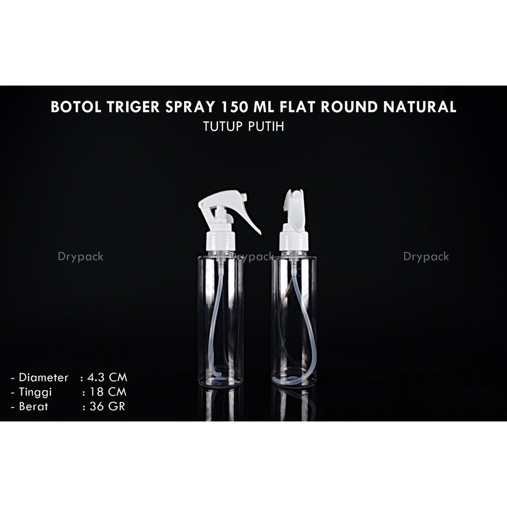 Botol Triger Spray 150 ml Flat Natural tutup Putih