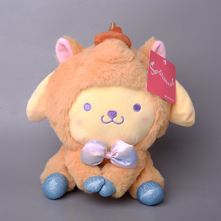 MAINAN BONEKA MELODY HELLO KITTY CINNAMOROLL POCHACCO DOG POMPOMPURIN KUROMI KOSTUM UNICORN PLUSH IMPOR