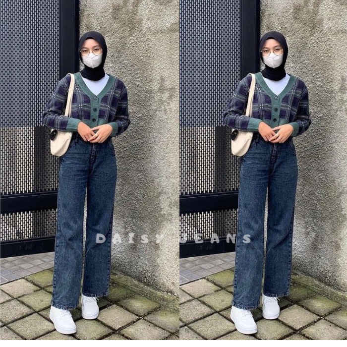 DS - Highwaist Loose Jeans Dayra Snow Black Denim Polos