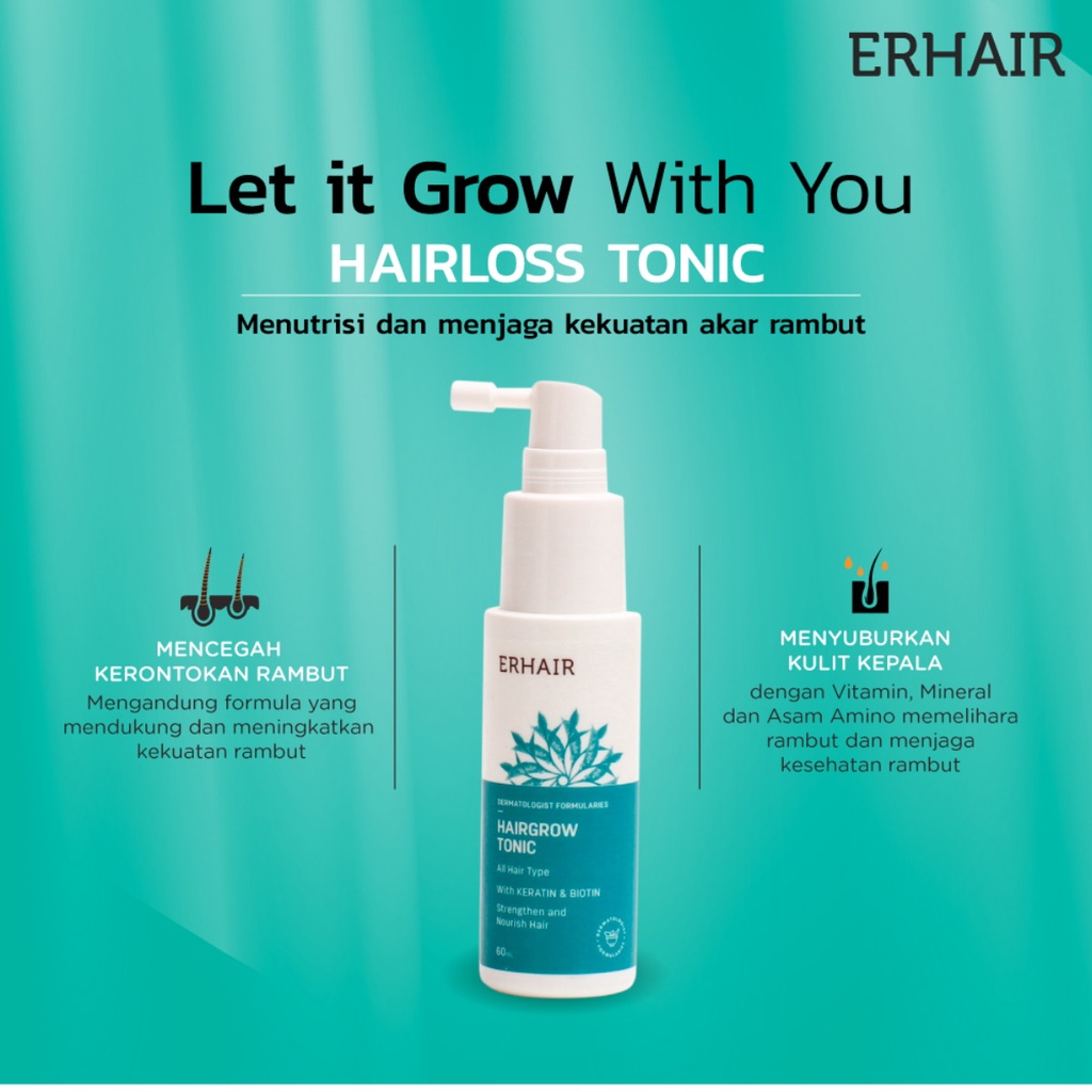 ERHAIR HairGrow Shampoo 100ml 200ml 370ml | Tonic with Keratin &amp; Biotin 60ml | Hair Serum 7x8 ml | Hair Moisturizer 200ml