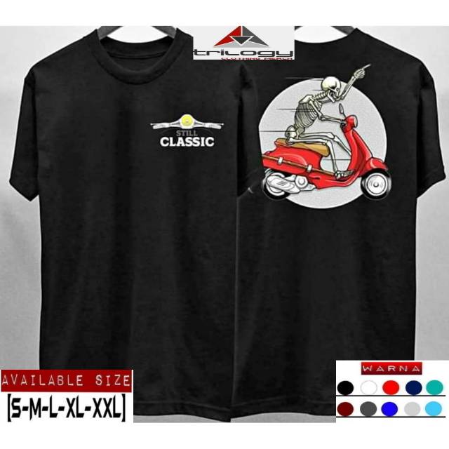 KAOS KEREN VESPA STILL CLASSIC SABLON DEPAN BELAKANG