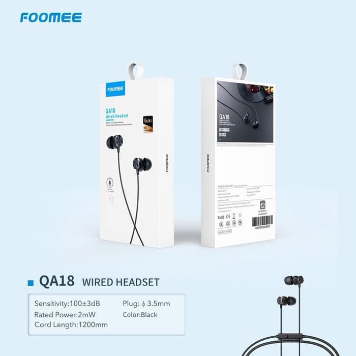 Headset Foomee QA18 Handsfree HD Stereo Sound Wired Super Bass