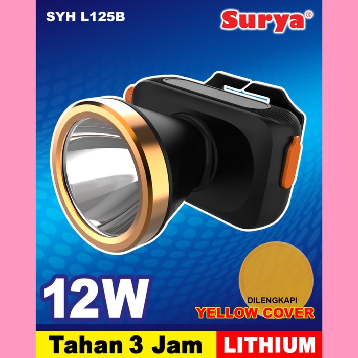 Senter Kepala SURYA LED 12 Watt SYH L125B / Senter Cas / Senter Hiking / Cahaya Putih