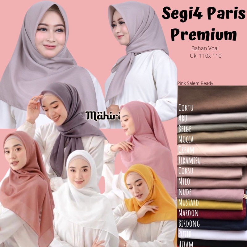 HIJAB KERUDUNG PARIS PREMIUM SEGI EMPAT ANTI LETOY GRADE A+