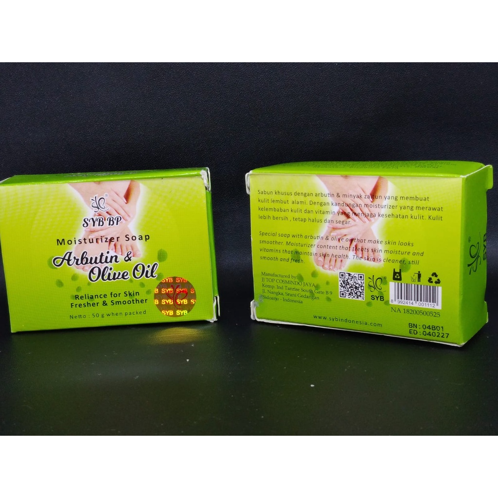Sabun Bibit Pemutih SYB Original BP Moisturizer Soap Arbutin &amp; Olive Oil 50gr Merawat Kelembaban Kulit Menjaga Kesehatan Kulit Halus dan Segar