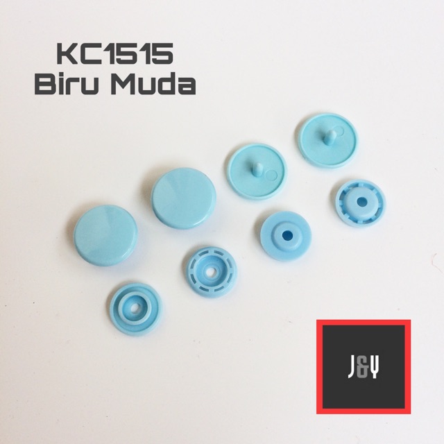 Kancing cetet snap button plastik 15 mm kode 1515 biru muda