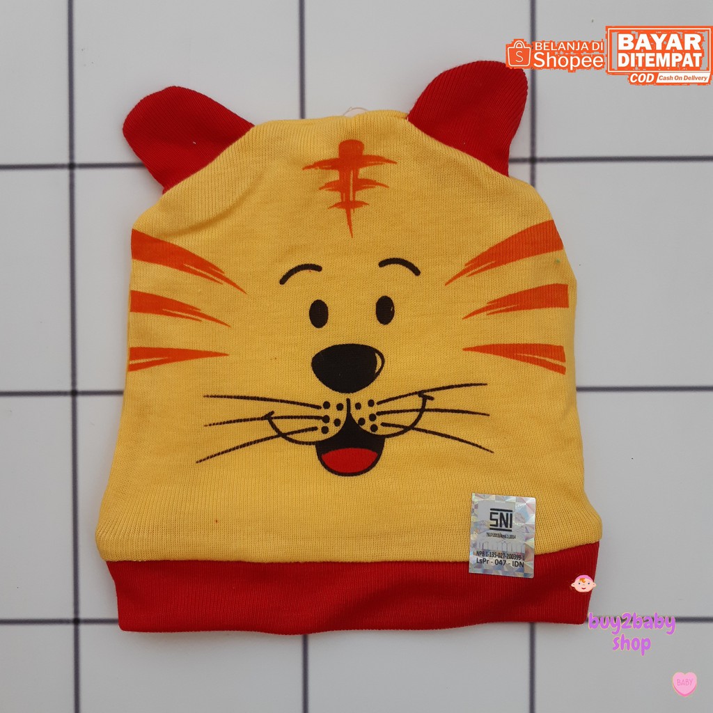 Topi kupluk bayi NIA bahan katun Cat Series 0-3 Bulan isi 1 PCS