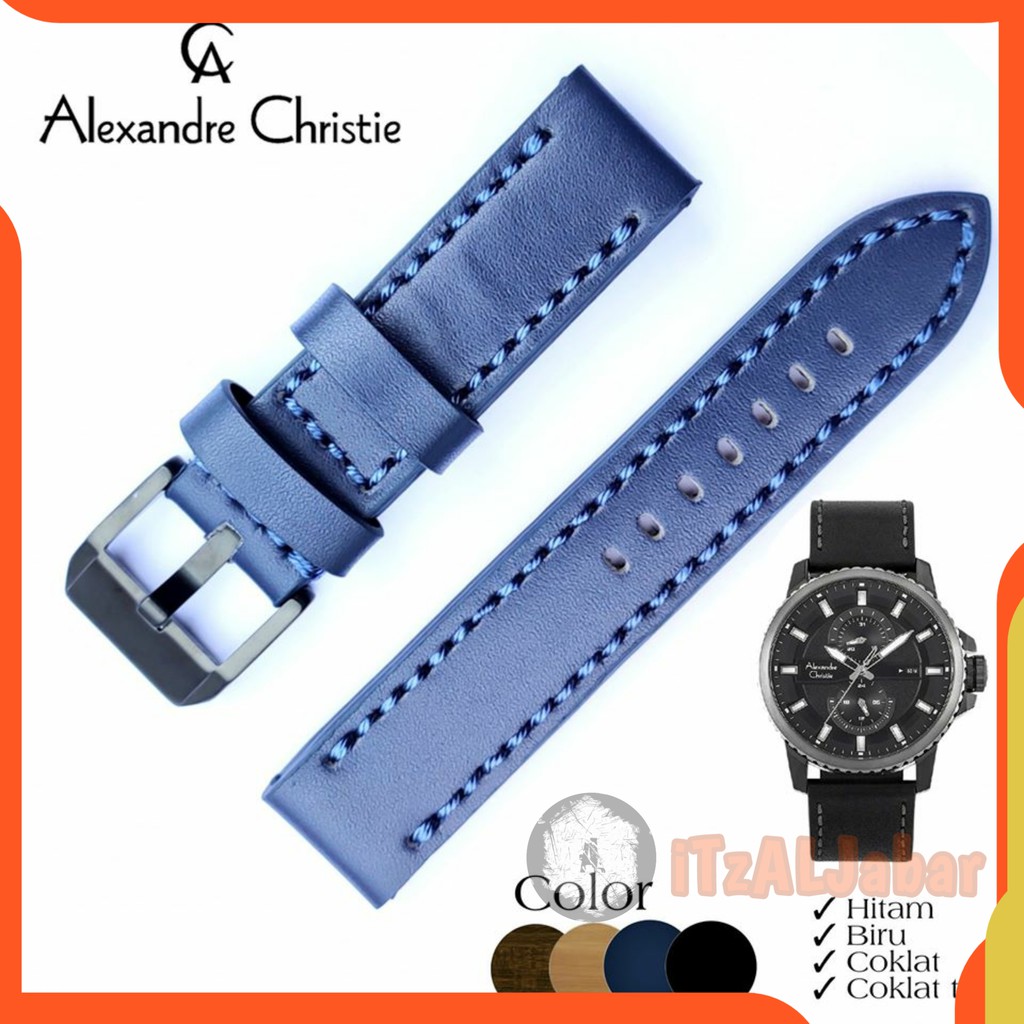 Tali jam tangan Alexandre christie 6507 kulit Asli Leather strap