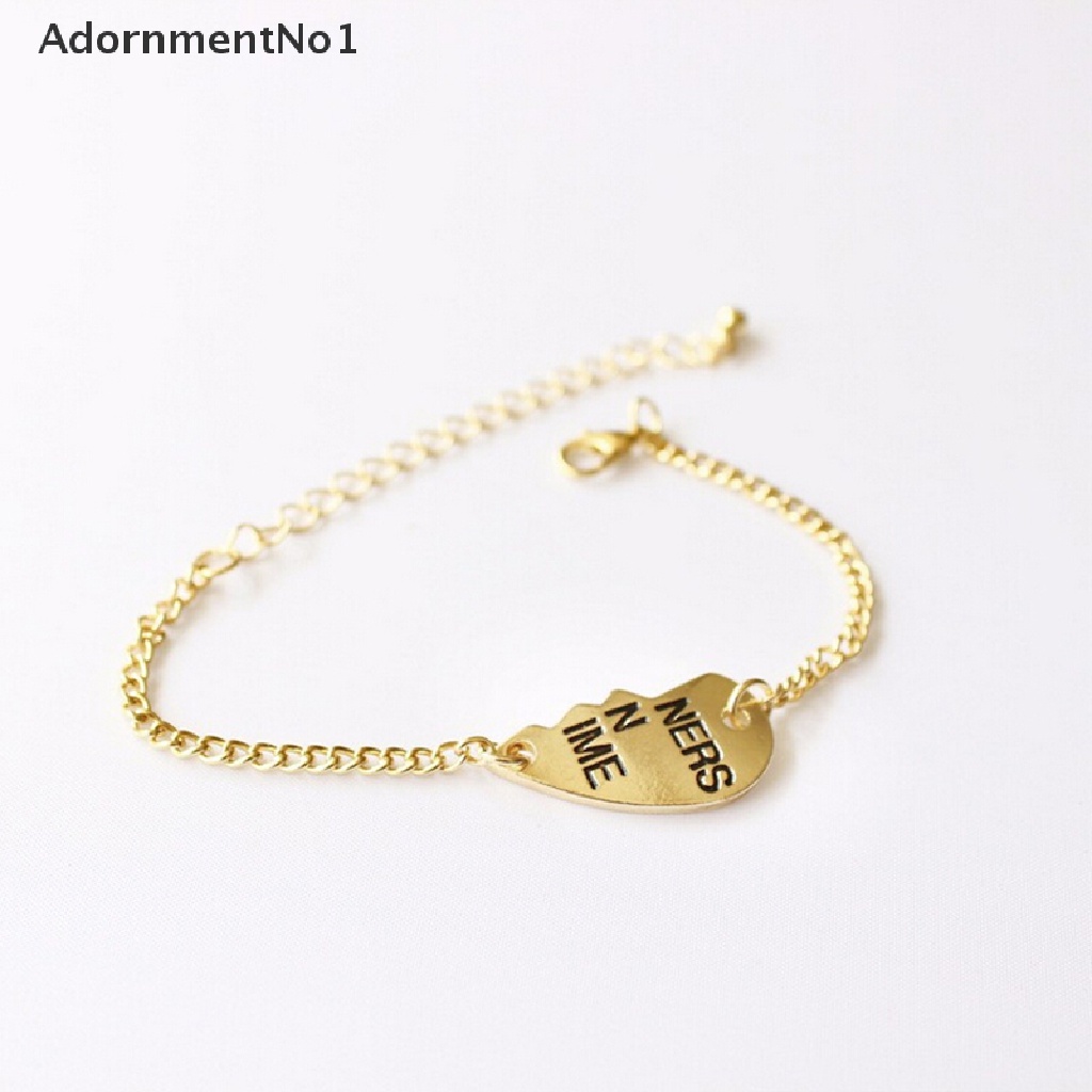 (AdornmentNo1) 2pcs / Set Gelang Tangan Rantai + Liontin Hati Motif Tulisan Best Friends Forever Untuk Wanita