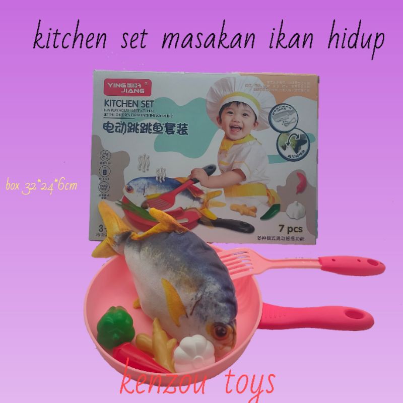 Mainan kitchen set masak ikan  hidup jumping fish