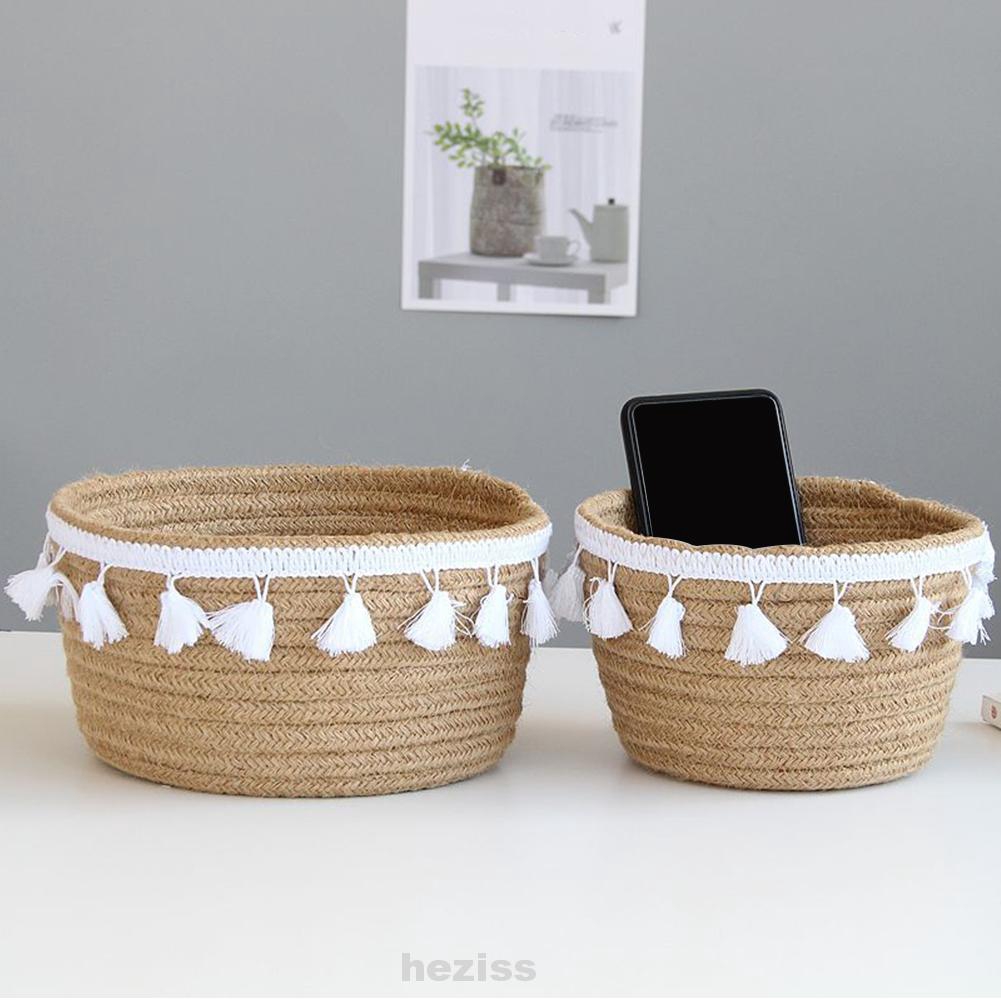 Handmade Woven Desktop Toys Laundry Dirty Clothes Tassel Decoration Storage Basket Shopee Indonesia