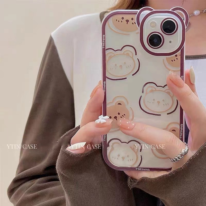 Soft Case Silikon TPU Transparan Motif Beruang Untuk IPhone 13 12 Mini 11 10 Pro XS Max X XR 8 7 6 6S Plus SE 2020