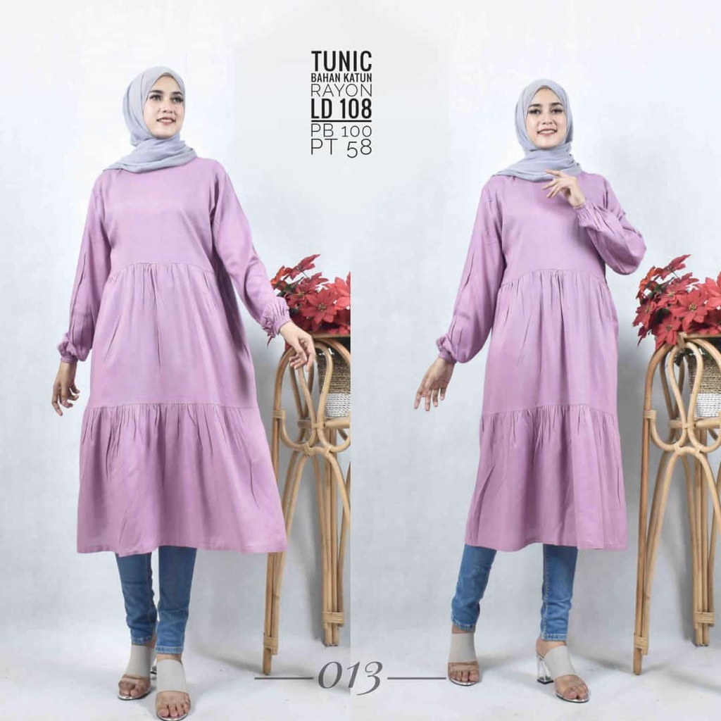 Setelan Baju Long Tunik Wanita Remaja Polos Jumbo Kekinian Warna Hitam Bahan Katun Rayon