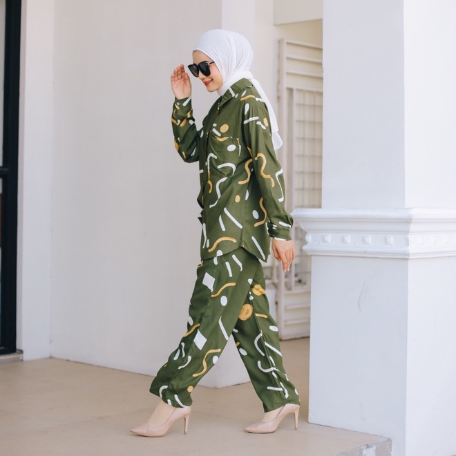 (RPA) ALL ONE SET LV ISABEL OVERSIZE KEMEJA SET RAYON UNIQLO