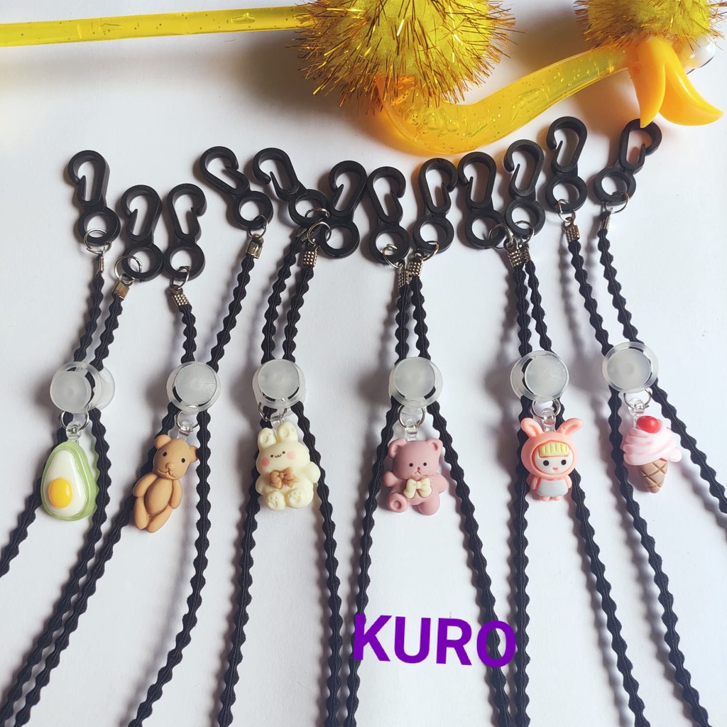 STRAP MASKER/TALI MASKER/CAPIT UDANG/SCRAP MASKER/2 IN 1/KONEKTOR MASKER/HIJAB/HITAM/MURAH