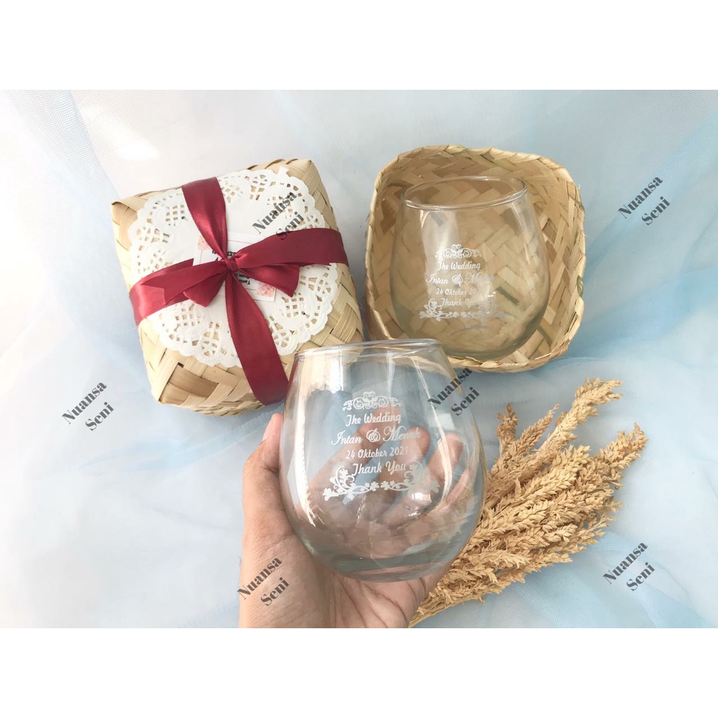 Souvenir Cangkir Minum Gelas Tuscany Citinova Gelas Telur Tumbler Wine Kaca Sablon Kemas Besek