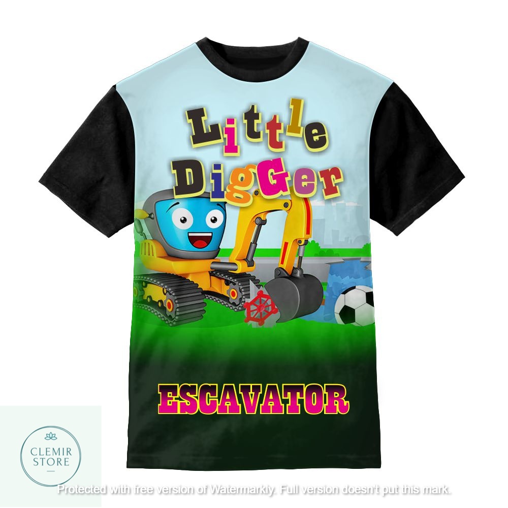 Kaos 3D Anak | Baju Printing - Baju Kaos 3D Anak Excavator (Escavator-Smile-Happy) Untuk Usia 1-12 T