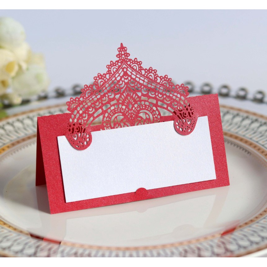 50pcs 3D Laser Cut Lace Name Place Card Wedding Birthday Party Table Decals