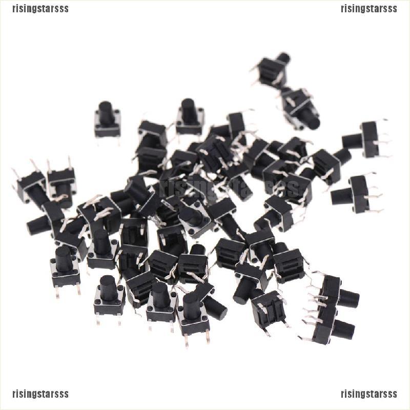 50pcs Tombol Tekan Tactile Mikro 4 Pin Ukuran 6x6 X 8mm