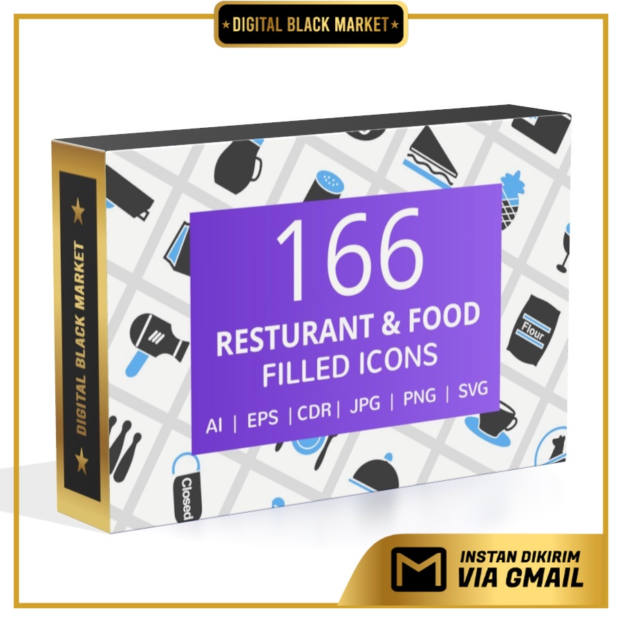166 Restaurant Food Filled Icons - Vector Designs