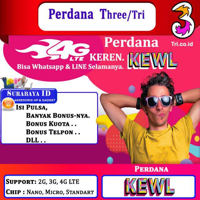 ***Woow, ini 11 DIGIT Nomor Cantik>> Perdana Tri 6GB 3+3 (NASIONAL) SE-INDONESIA | Perdana 4G 5G LTE