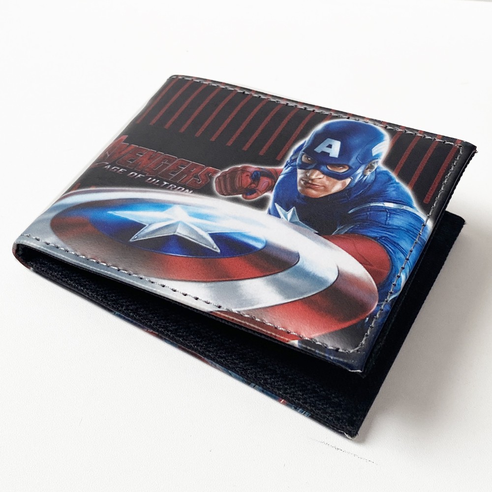 Free Shipping!! Dompet Anak Karakter Captain America Dompet Anak Laki Laki Terbaru +Box Kulit PU