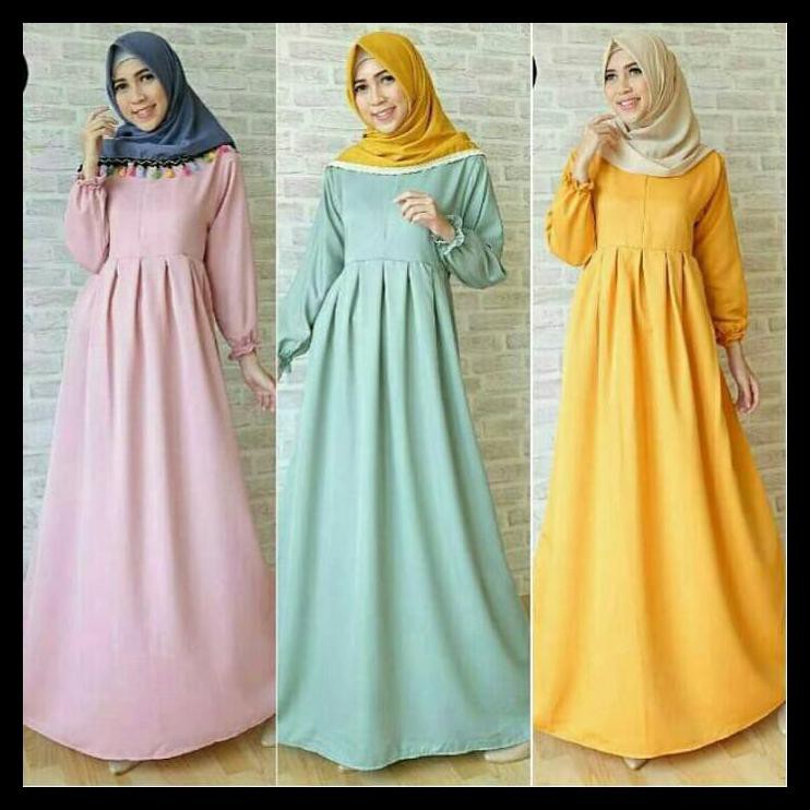 Gamis syari balotelli polos / basic dress - Navy, L