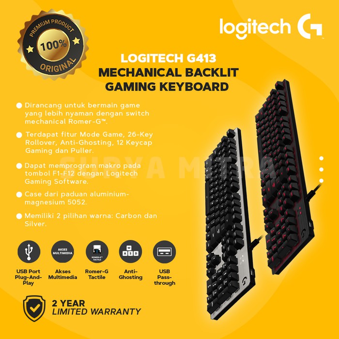 Keyboard Gaming Logitech G413 Carbon Mechanical