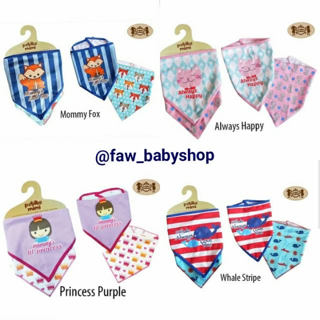 PETITE MIMI - 2IN1 TRIANGLE BIBS/ SLABER/ BIB / CELEMEK SEGITIGA 2IN1