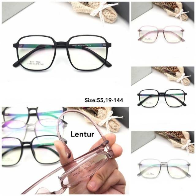 Paket Frame Kacamata MIU950 + Lensa Antiradiasi Minus Baca - Frame Kacamata Besar Lentur Pria Wanita