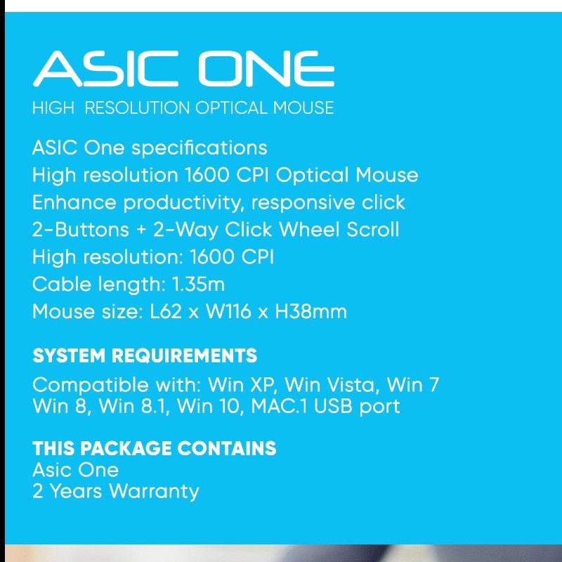 Alcatroz Asic ONE Wired USB Mouse 1600 CP | Alcatroz Asic 1 Optical