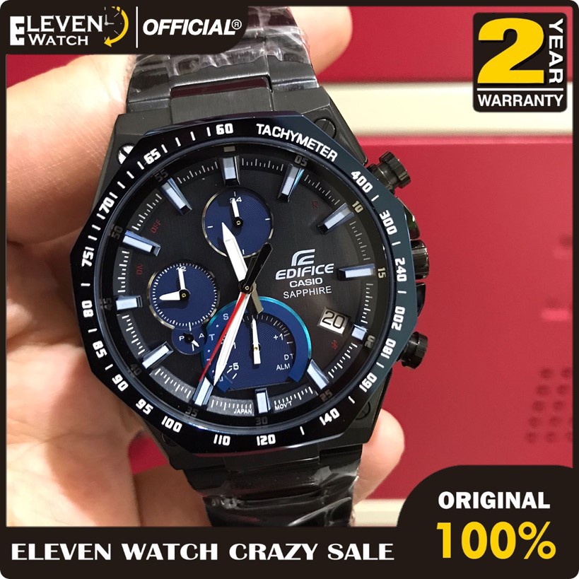 [Promo] Jam Tangan Pria Edifice EQB-1100 Full Black  Garansi 2 Tahun [COD][100% Authentic]