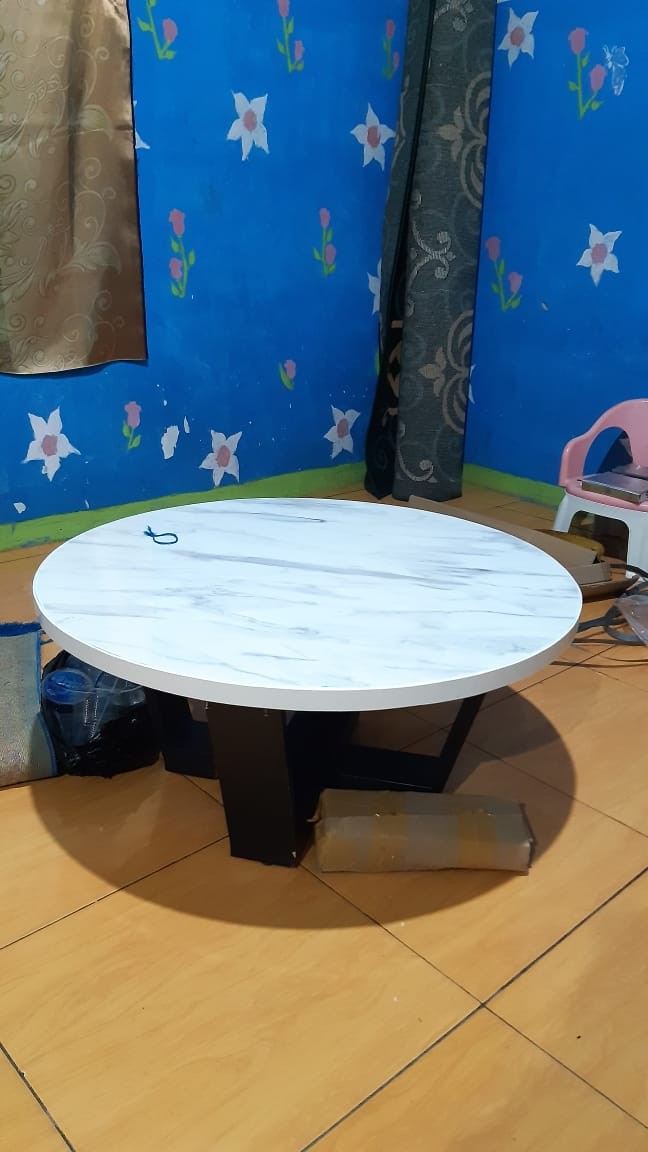 Meja Lesehan Unik - Brown Mocha Bundar