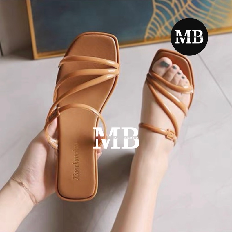 SANDAL JELLY WANITA BALANCE IMPORT SLOP HAK TAHU HEELS ANDIEN TALI GLOSSY PVC KONDANGAN KERJA PESTA