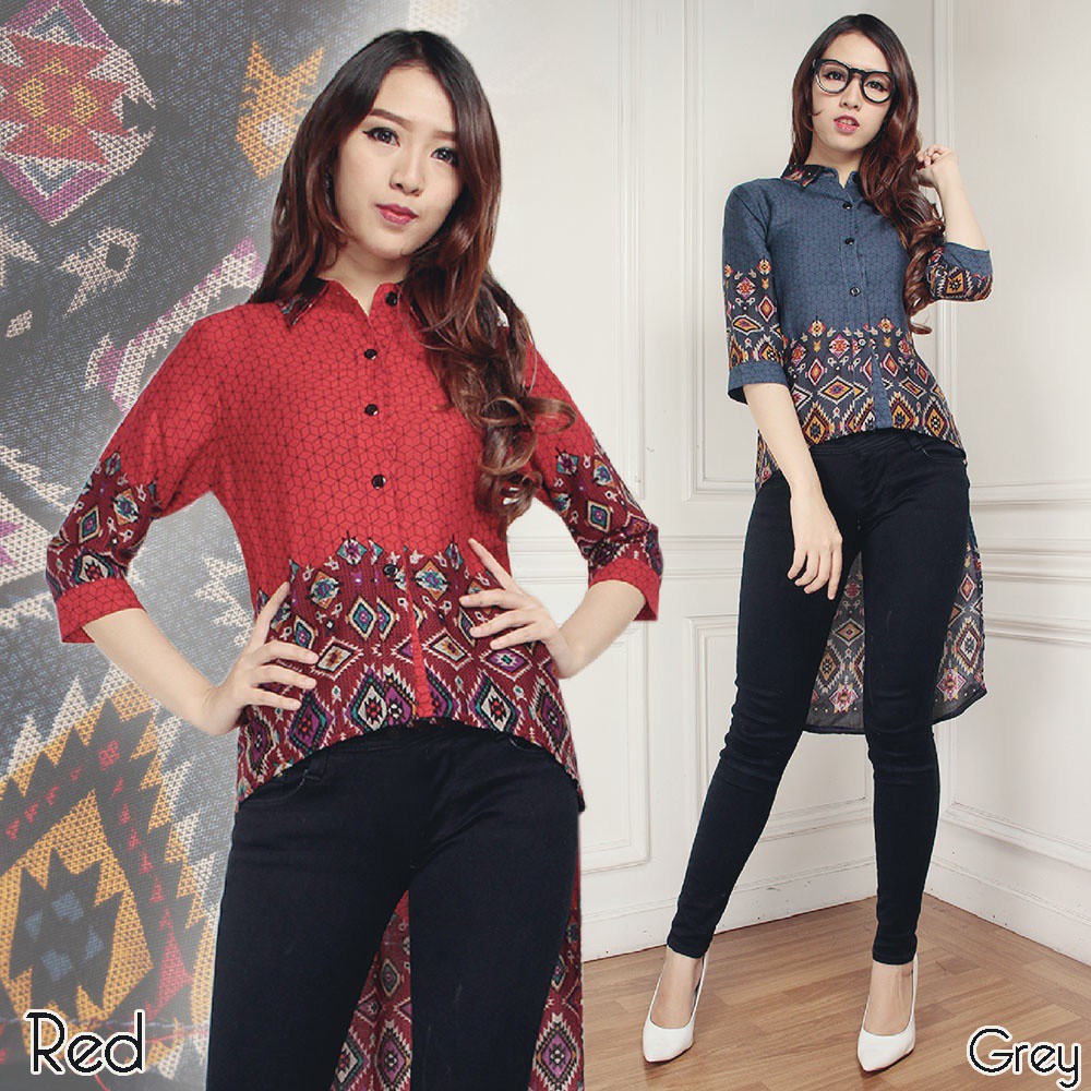 011 KEMEJA LAILA # Pakaian Wanita Dewasa  Gaya Kekinian Baru Murah Grosir Tanah Abang