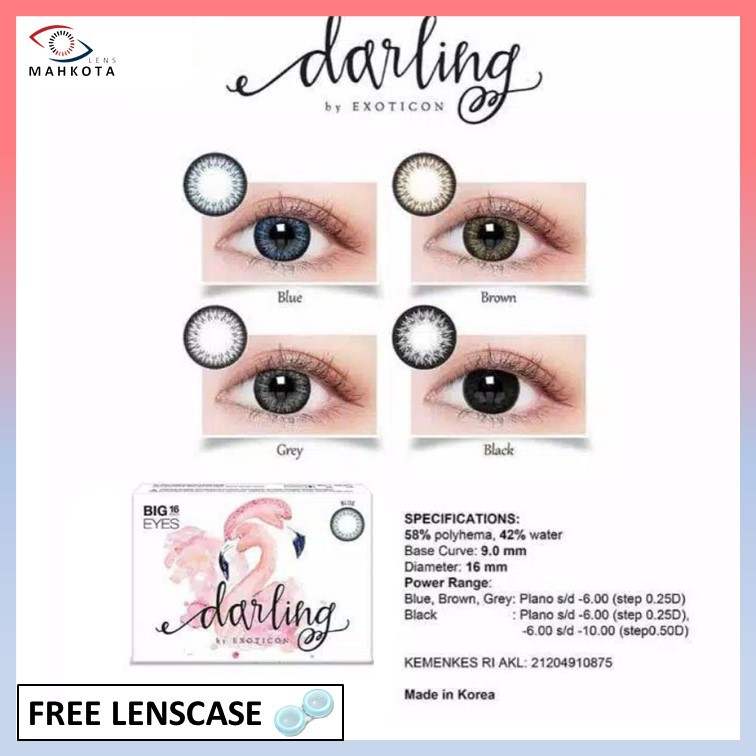SOFTLENS X2 DARLING NORMAL &amp; MINUS (-0.50 s/d -6.00) BY EXOTICON BIGEYES 16MM / GREY BROWN BLUE BLACK / Softlen Soflen Soflens