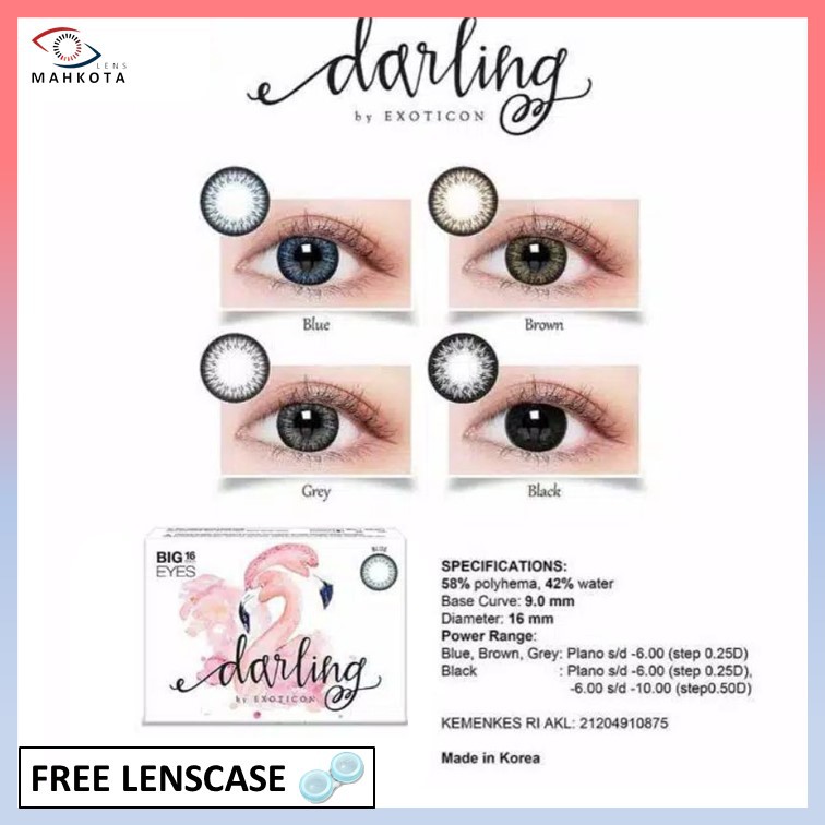 SOFTLENS X2 DARLING NORMAL &amp; MINUS (-0.50 s/d -3.00) BY EXOTICON BIGEYES 16MM / GREY BROWN BLUE BLACK / Softlen Soflen Soflens