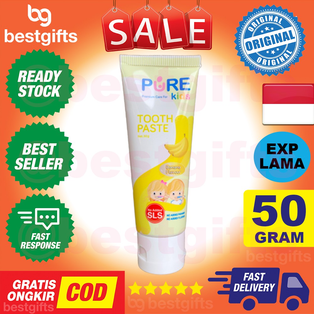 PUREKIDS PURE KIDS BABY PUREBABY TOOTHPASTE TOOTH PASTE PASTA GIGI ANAK BAYI BANANA FLAVOUR 50 GRAM