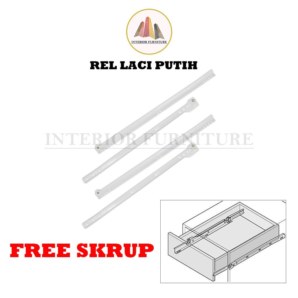 Rel Laci Roda Singel Track Putih 50 cm... FREE SEKRUP