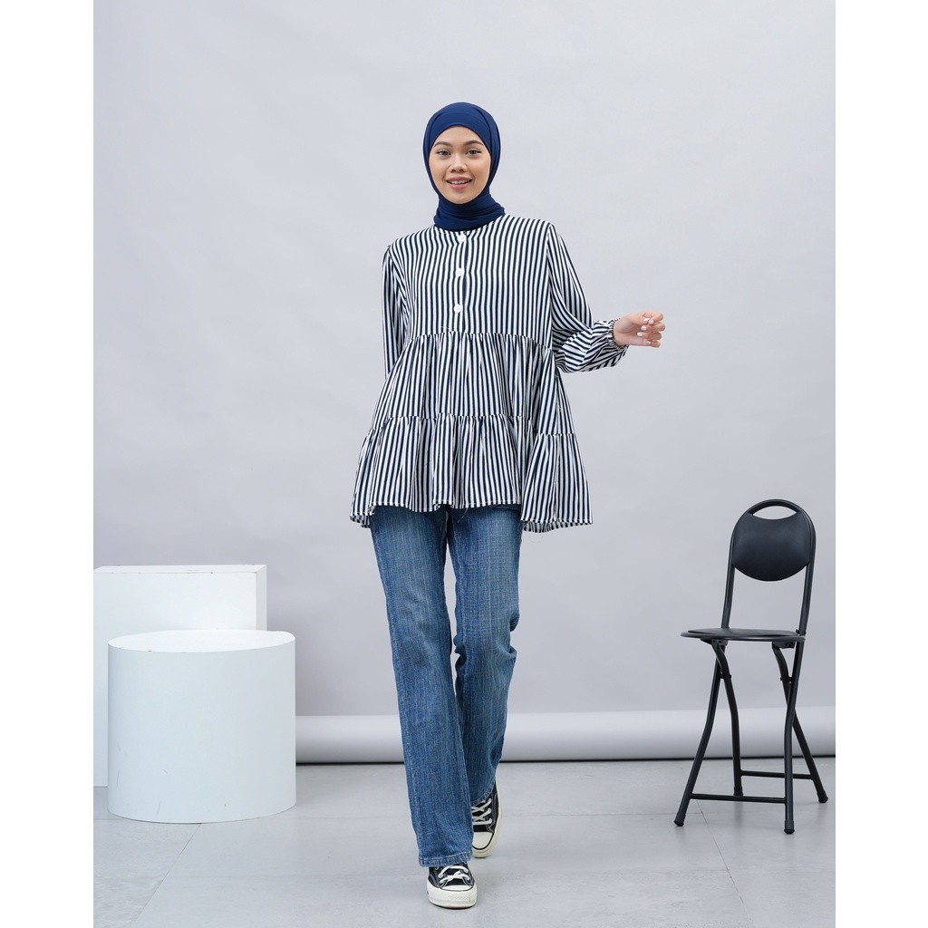 BLOUSE KEMEJA SALUR DAVIKA OBLONG KATUN RAYON PREMIUM B564